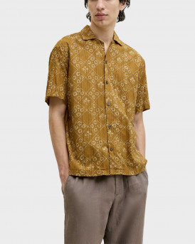 JACK & JONES JPRBLULYON PRINT DOBBY ΑΝΔΡΙΚΟ ΚΟΝΤΟΜΑΝΙΚΟ ΠΟΥΚΑΜΙΣΟ - 12291968 - ΜΟΥΣΤΑΡΔΙ