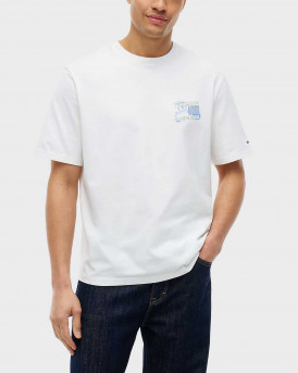 TOMMY JEANS 90S BUBBLE FLAG ΑΝΔΡΙΚΗ ΚΟΝΤΟΜΑΝΙΚΗ ΜΠΛΟΥΖΑ - DM0DM22554 - ΕΚΡΟΥ