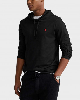 POLO RALPH LAUREN ΑΝΔΡΙΚΗ ΜΑΚΡΥΜΑΝΙΚΗ ΜΠΛΟΥΖΑ ΜΕ ΚΟΥΚΟΥΛΑ - 710847203001 - ΜΑΥΡΟ
