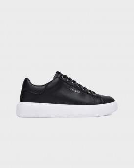 GUESS PLAZA MEN'S LEATHER SNEAKERS - FMJAVILEA12 - BLACK