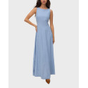 VERO MODA VMNORMA CHAMBRAY WOMEN'S MAXI DRESS - 10346280 - LIGHT BLUE