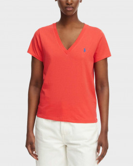 POLO RALPH LAUREN WOMEN'S V-NECK T-SHIRT - 211B14611002 - RED