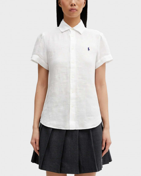 POLO RALPH LAUREN WOMEN'S SHORT-SLEEVED LINEN SHIRT - 211973366505