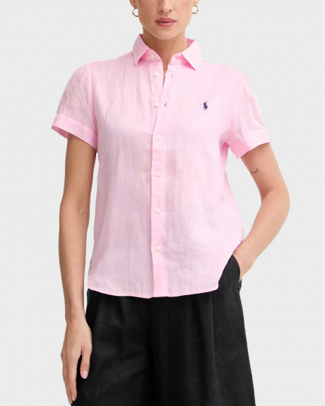 POLO RALPH LAUREN MEN'S SHORT-SLEEVED LINEN SHIRT - 211973366501