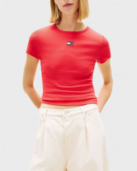 TOMMY HILFIGER WOMEN'S SHORT SLEEVE T-SHIRT - DW0DW17881 - CORAL