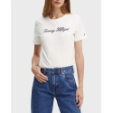 TOMMY HILFIGER SCRIPT WOMEN'S SHORT SLEEVE T-SHIRT - WW0WW43459 - ECRU