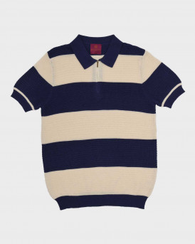 BLACKTOP FOUNDATION ΑΝΔΡΙΚΟ ΠΛΕΚΤΟ HALF-ZIP ΠΟΛΟ - STRIPE - ΜΠΛΕ