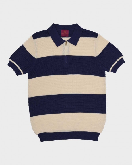 BLACKTOP FOUNDATION MEN'S KNIT HALF-ZIP POLO SHIRT - STRIPE