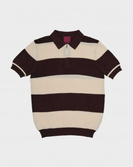 BLACKTOP FOUNDATION ΑΝΔΡΙΚΟ ΠΛΕΚΤΟ HALF-ZIP ΠΟΛΟ - STRIPE - ΚΑΦΕ