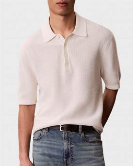 CALVIN KLEIN JEANS SS WAFFLE ΑΝΔΡΙΚΗ ΚΟΝΤΟΜΑΝΙΚΗ ΠΟΛΟ ΜΠΛΟΥΖΑ - LV04RF316G - ΜΠΕΖ