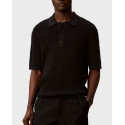 CALVIN KLEIN JEANS SS WAFFLE ΑΝΔΡΙΚΗ ΚΟΝΤΟΜΑΝΙΚΗ ΠΟΛΟ ΜΠΛΟΥΖΑ - LV04RF316G - ΜΑΥΡΟ