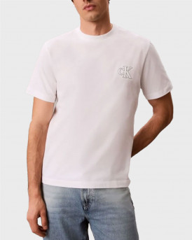 CALVIN KLEIN JEANS 30S JERSEY EASY MONOGRAM ΑΝΔΡΙΚΗ ΚΟΝΤΟΜΑΝΙΚΗ ΜΠΛΟΥΖΑ - LV04RG220G - ΑΣΠΡΟ