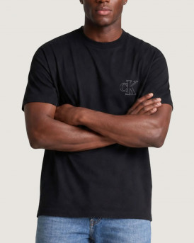 CALVIN KLEIN JEANS 30S JERSEY EASY MONOGRAM ΑΝΔΡΙΚΗ ΚΟΝΤΟΜΑΝΙΚΗ ΜΠΛΟΥΖΑ - LV04RG220G - ΜΑΥΡΟ
