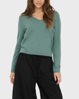 ONLY ONLLOYAL V-NECK WOMEN'S SWEATER - 15368957 - GREEN