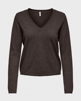 ONLY ONLLOYAL V-NECK WOMEN'S SWEATER - 15368957 - BROWN