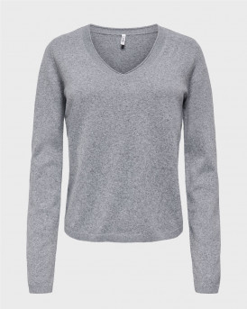 ONLY ONLLOYAL V-NECK WOMEN'S SWEATER - 15368957 - GREY