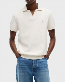 TOMMY HILFIGER JONNY COLLAR ΑΝΔΡΙΚΗ ΠΟΛΟ ΜΠΛΟΥΖΑ - MW0MW43278 - ΕΚΡΟΥ