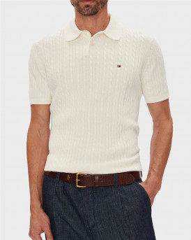 TOMMY HILFIGER ΑΝΔΡΙΚΗ ΚΟΝΤΟΜΑΝΙΚΗ ΜΠΛΟΥΖΑ ΠΟΛΟ - ΜW0MW40701 - ΕΚΡΟΥ