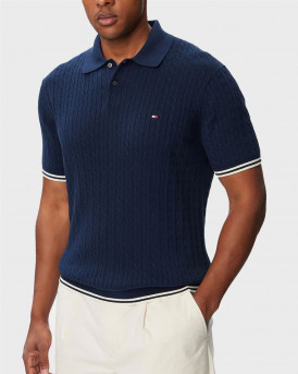 TOMMY HILFIGER ΑΝΔΡΙΚΗ ΚΟΝΤΟΜΑΝΙΚΗ ΜΠΛΟΥΖΑ ΠΟΛΟ - ΜW0MW40701 - ΜΠΛΕ