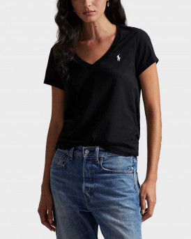 POLO RALPH LAUREN WOMEN'S V-NECK T-SHIRT - 211Β14611009 - BLACK