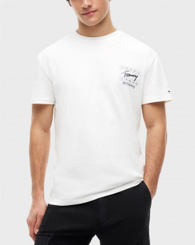 TOMMY HILFIGER TJM REG SIGN FLAG ΑΝΔΡΙΚΗ ΚΟΝΤΟΜΑΝΙΚΗ ΜΠΛΟΥΖΑ - DM0DM23177 - ΕΚΡΟΥ