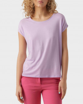 VERO MODA REGULAR FIT O-NECK DROPPED SHOULDERS T-SHIRT - 10284468 - LILAC