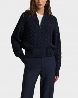 POLO RALPH LAUREN WOMEN'S HALF-ZIP CABLE-KNIT SWEATER - 211963467002 - BLUE