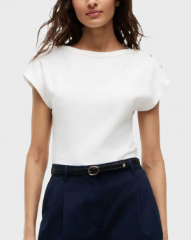 TOMMY HILFIGER NK TEE WOMEN'S BLOUSE WITH GOLD BUTTONS - WW0WW50942 - ECRU