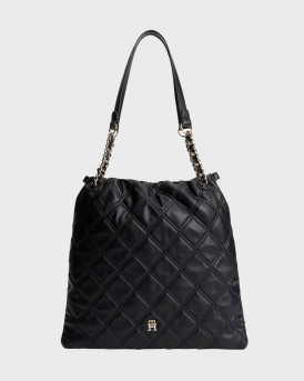 TOMMY HILFIGER FEMININE TOTE WOMEN'S SHOULDER BAG - AW0AW18719 - BLACK