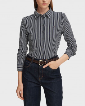TOMMY HILFIGER 1985 ΓΥΝΑΙΚΕΙΟ ΜΑΚΡΥΜΑΝΙΚΟ ΠΟΥΚΑΜΙΣΟ ΠΙΚΕ - WW0WW43528  - ΜΠΛΕ
