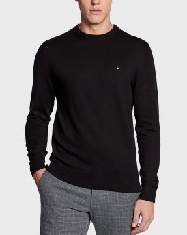 TOMMY HILFIGER PIMA ORG CTN ΑΝΔΡΙΚΟ ΚΑΣΜΙΡ ΜΑΚΡΥΜΑΝΙΚΟ ΠΟΥΛΟΒΕΡ - MW0MW28046 - ΜΑΥΡΟ