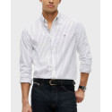 TOMMY HILFIGER FLEX ΑΝΔΡΙΚΟ ΜΑΚΡΥΜΑΝΙΚΟ ΡΙΓΕ ΠΟΥΚΑΜΙΣΟ - MW0MW44571 - ΑΣΠΡΟ