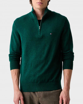 TOMMY HILFIGER ΑΝΔΡΙΚΟ ΠΛΕΚΤΟ HALF ZIP-UP ΠΟΥΛΟΒΕΡ - MW0ΜW28049 - ΠΡΑΣΙΝΟ