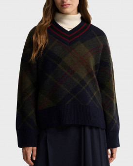 BARBOUR SHAE V-NECK ΓΥΝΑΙΚΕΙΟ ΜΑΛΛΙΝΟ ΚΑΡΟ ΠΟΥΛΟΒΕΡ - LKN1841 - ΛΑΔΙ