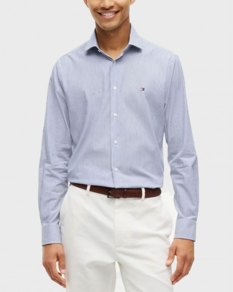 TOMMY HILFIGER ΑΝΔΡΙΚΟ ΜΑΚΡΥΜΑΝΙΚΟ ΡΙΓΕ ΠΟΥΚΑΜΙΣΟ ΣΤΕΝΗ ΓΡΑΜΜΗ - MW0MW43746