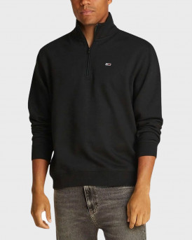 TOMMY JEANS TJM REG ΑΝΔΡΙΚΟ FLEECE ΦΟΥΤΕΡ HALF-ZIP - DM0DM20339 - ΜΑΥΡΟ