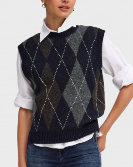 ONLY ONLRHOMBUS WOMEN'S KNITTED VEST - 15364799 - BLUE