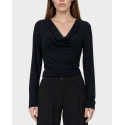 MY T WOMEN'S LONGSLEEVE DRAPED TOP - W27Β6023 - BLACK