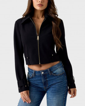 GUESS CLAUDIE WOMEN'S JACKET - W6YL21K4327 CLAUDIE - BLACK