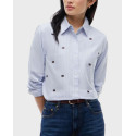 TOMMY HILFIGER OXFORD ΓΥΝΑΙΚΕΙΟ ΠΟΥΚΑΜΙΣΟ ΜΕ ΡΙΓΕ ΜΟΤΙΒΟ - WW0WW52420 - ΓΑΛΑΖΙΟ