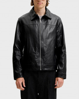 JACK & JONES JJ EATOCHA MEN'S LEATHER SHORT JACKET - 12305259 - BLACK