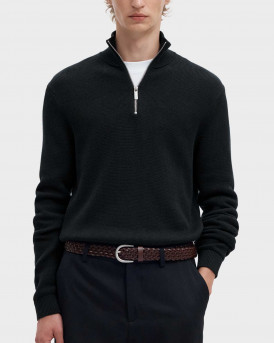 SELECTED ΑΝΔΡΙΚΟ HALF ZIP-UP ΠΟΥΛΟΒΕΡ - 16092601 - ΜΑΥΡΟ