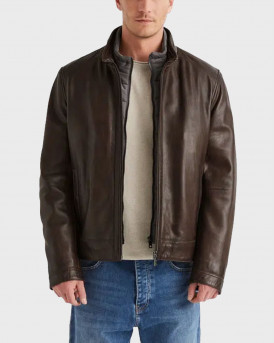 MILESTONE MS BARNEY MEN'S LEATHER JACKET - 531063 21295 - BROWN