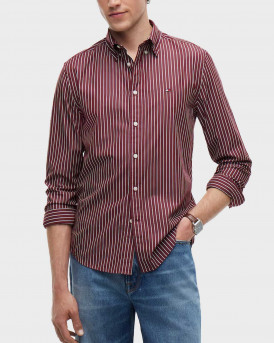 TOMMY HILFIGER FLEX ΑΝΔΡΙΚΟ ΜΑΚΡΥΜΑΝΙΚΟ ΡΙΓΕ ΠΟΥΚΑΜΙΣΟ - MW0MW44571 - ΜΠΟΡΝΤΩ