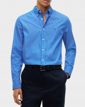 TOMMY HILFIGER FLEX ΑΝΔΡΙΚΟ ΜΑΚΡΥΜΑΝΙΚΟ ΡΙΓΕ ΠΟΥΚΑΜΙΣΟ - MW0MW44571 - ΓΑΛΑΖΙΟ