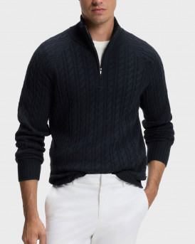 BOSS H-FURORE MEN'S ZIP-NECK KNIT - 50570640 - BLUE