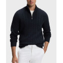BOSS H-FURORE ΑΝΔΡΙΚΟ ΠΛΕΚΤΟ ZIP-NECK - 50570640 - ΕΚΡΟΥ