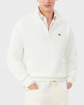 LACOSTE ΑΝΔΡΙΚΟ ΦΛΙΣ HALF ZIP-UP ΠΟΥΛΟΒΕΡ - SH8866 - ΑΣΠΡΟ