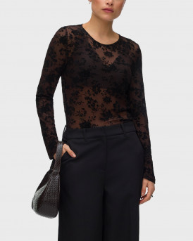VERO MODA FLORA WOMEN'S SEMI-TRANSPARENT TOP WITH DESIGN - 10354544 - BROWN