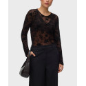 VERO MODA FLORA WOMEN'S SEMI-TRANSPARENT TOP WITH DESIGN - 10354544 - BROWN